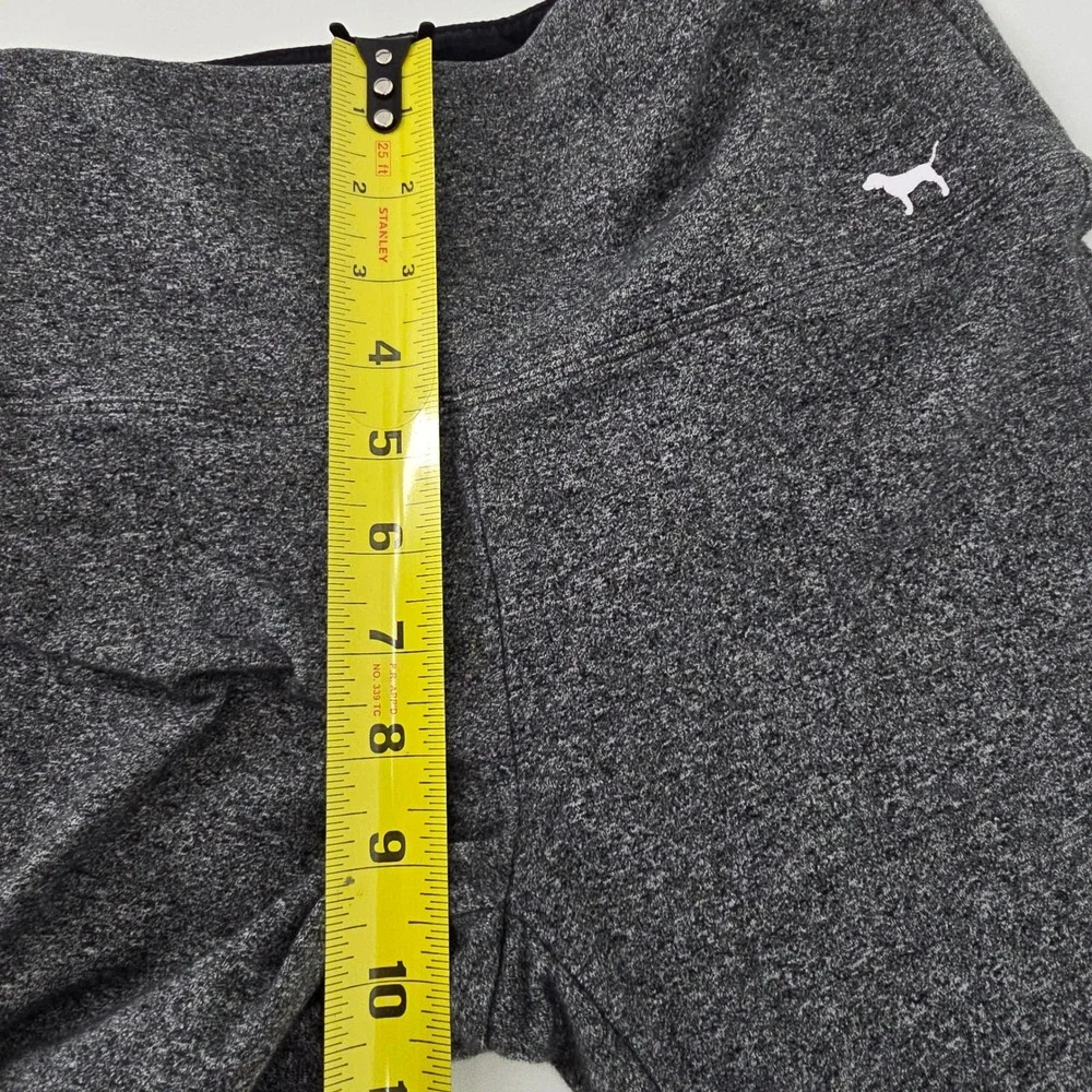 Victorias Secret PINK Yoga Leggings Womens M Gray Mesh Strap Capri Activewear
